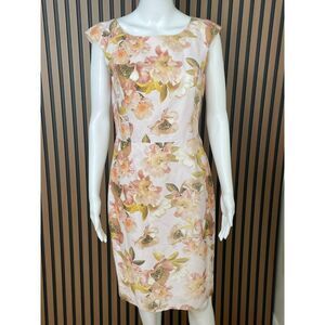Brooks Brothers Women's Dress Cap Sleeve Classic Silk Boho White Floral